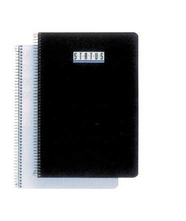 Libreta Status, cuartilla. Tapa de color negro. Acabado cuadriculado