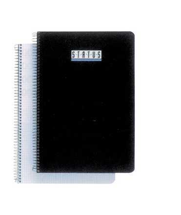 Libreta Status, folio. Tapa de color negro. Acabado cuadriculado