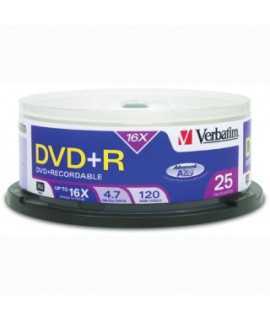 DVD+R Verbatim Imprimible. Capacitat 4,7 GB. 25 unitats.