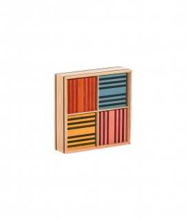 Wooden Set, 100 Colored Wooden Pieces