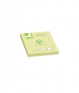 Bloc de notas adhesivas quita y pon q-connect 75x75 mm papel reciclado amarillo
