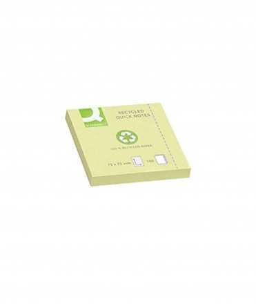 Bloc de notes adhesives posar i treure q-connect 75x75 mm paper reciclat groc