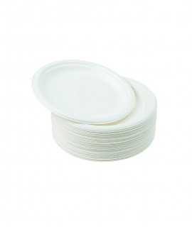 Plate Ø23 cm white cardboard with bio coating, 50 units