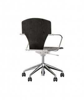 Egoa chair in black lacquered ash, wheels