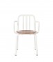 Tube Chair with bra Bolts, White Aluminum and Oak