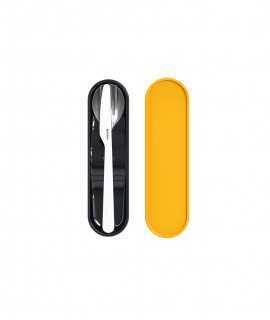 Travel cutlery with ochre case