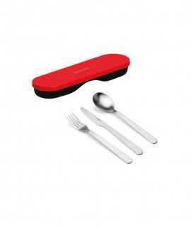 Travel cutlery with red case