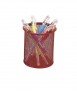 Metal pencil holder with grille, red