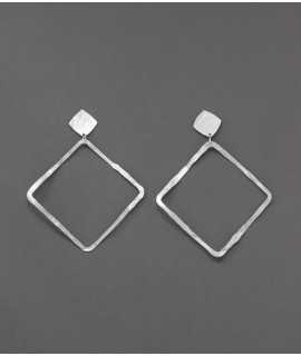 Square Earrings, Silver