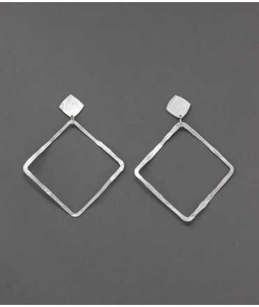 Square Earrings, Silver