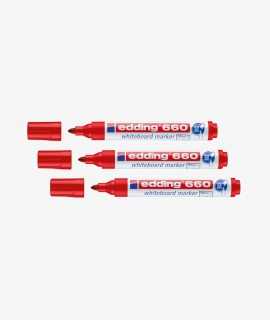 edding marker for whiteboard 660 red color round tip 3 mm.