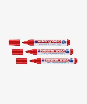 edding marker for whiteboard 660 red color round tip 3 mm.
