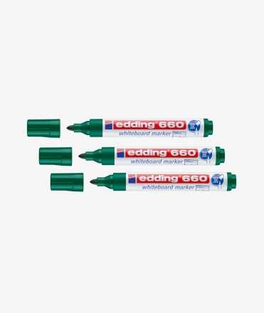 Rotulador edding para pizarra blanca 660 color verde punta redonda 3 mm.