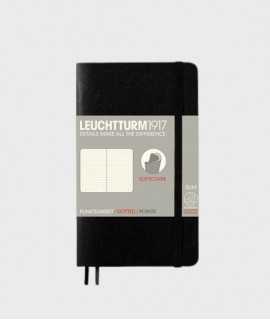 Pocket A6 notebook. Black soft top. Stitch finish