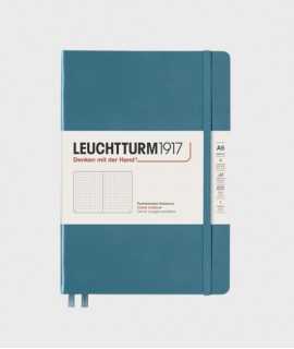 Medium A5 notebook. Blue hardcover. Stitch finish