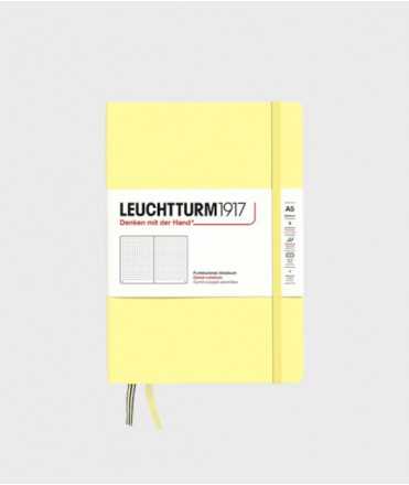 Libreta Medium A5. Tapa dura amarillo. Acabado puntos