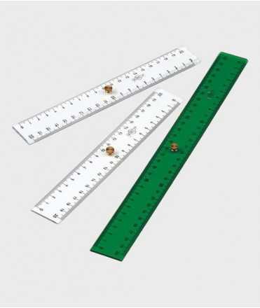 Regle triple decímetre transparent de 30 cm., 2 mm. 