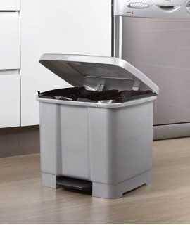 Pedal bucket 33 l for two bags, grey