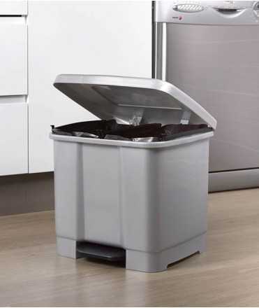 Cubell amb pedal 33 l per dues bosses, gris