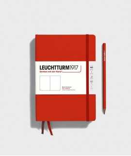 Medium A5 notebook. Red hardcover. Smooth finish