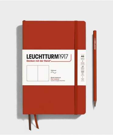 Medium A5 notebook. Red soft lid. Smooth finish
