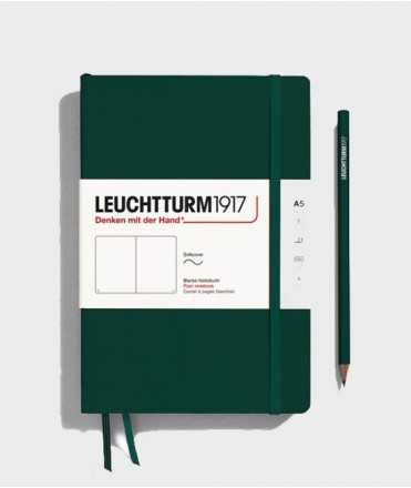 Medium A5 notebook. Green soft lid. Smooth finish