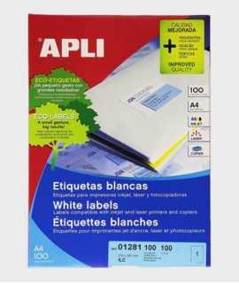 White self-adhesive labels, DIN A4. 100 units