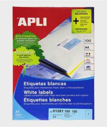 Etiquetas autoadhesivas blancas, DIN A4. 100 unidades