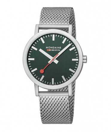 Mondaine SBB Classic watch, 40 mm. Mesh. Green