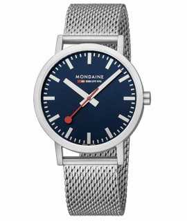 Mondaine SBB Classic watch, 40 mm. Mesh. Blue