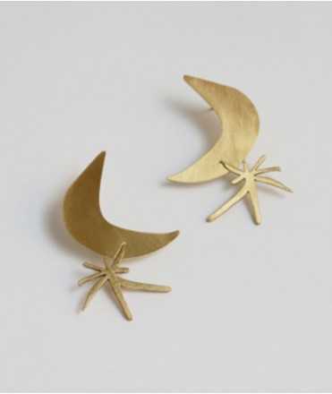 Women's, moon and star earrings