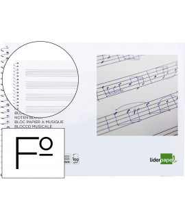 Music pad liderpapel staff 3mm landscape folio 20 sheets 100g/m2