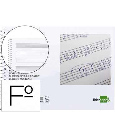 Music pad liderpapel staff 3mm landscape folio 20 sheets 100g/m2