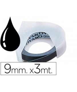 Cinta dymo 3d 9 mm x 3 mt negra tradicional
