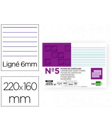 Ficha liderpapel rayada nº5 160x220 mm 180gr paquete de 100 unidades