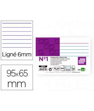 Ficha liderpapel rayada nº1 65x95 mm 180gr paquete de 100 unidades