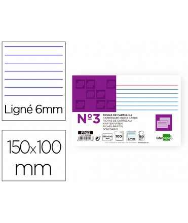 Ficha liderpapel rayada nº3 100x150 mm 180g/m2 paquete de 100 unidades