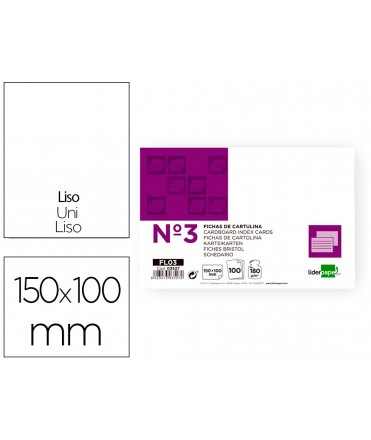 Ficha liderpapel lisa nº3 100x150mm 180 gr paquete de 100 unidades