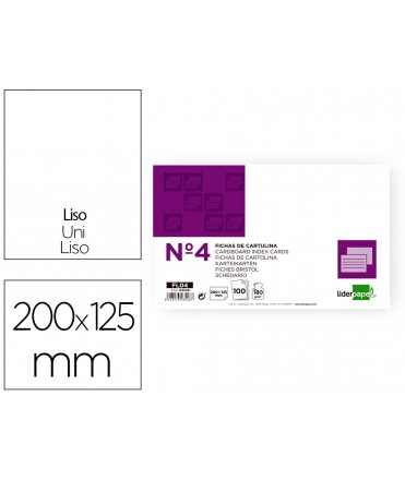 Ficha liderpapel lisa nº4 125x200mm 180gr paquete de 100 unidades