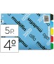 Separador multifin 3003 plastico cuarto apaisado 5 pestañas 8 taladros 215x155 mm