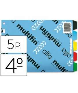 Separador multifin 3003 plastico cuarto apaisado 5 pestañas 8 taladros 215x155 mm