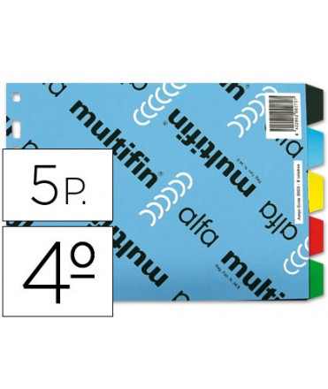 Separador multifin 3003 plastico cuarto apaisado 5 pestañas 8 taladros 215x155 mm