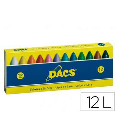 Lapices cera dacs caja de 12 unidades colores surtidos