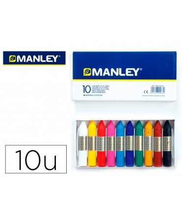 Lapices cera manley caja de 10 unidades colores surtidos