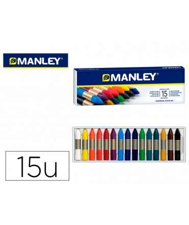 Lapices cera manley caja de 15 unidades colores surtidos