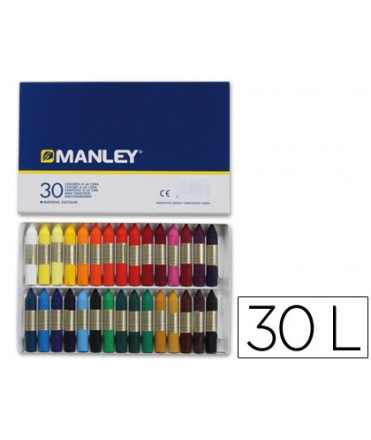 Lapices cera manley caja de 30 unidades colores surtidos