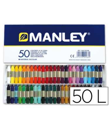 Lapices cera manley caja de 50 colores surtidos