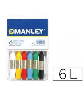 Lapices cera manley caja de 6 unidades colores surtidos