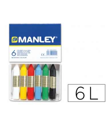 Lapices cera manley caja de 6 unidades colores surtidos