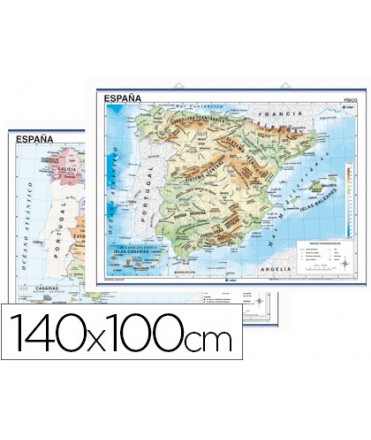 Mapa mural españa fisico/politico 140x100 cm